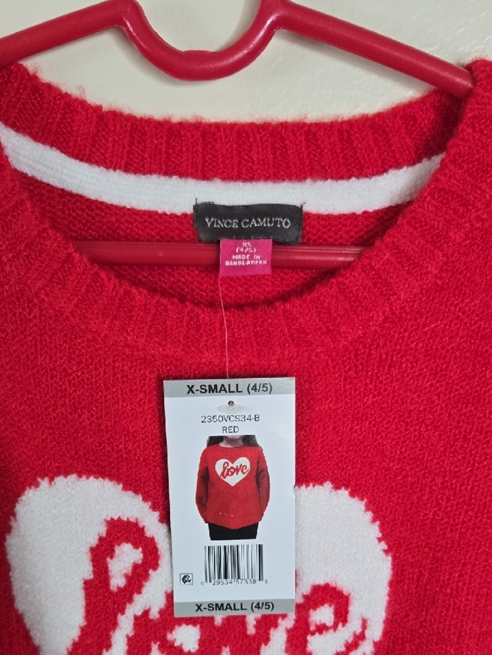Vince Camuto Red Crewneck Sweater Girls Size XS - Picture 2 of 4